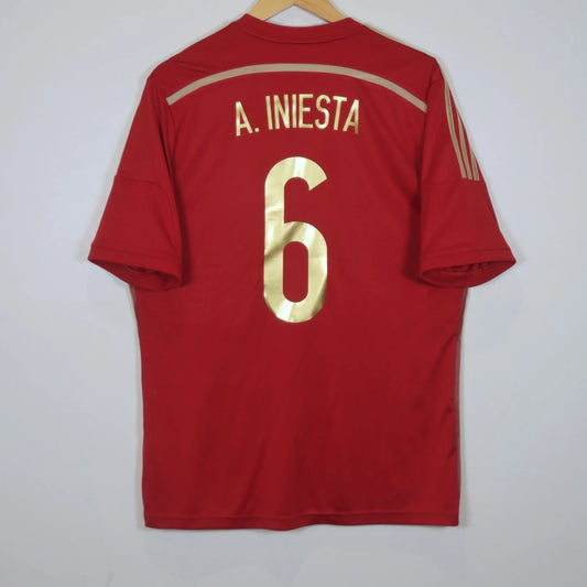 Spain 2014 Home - Andres Iniesta  - Size L - Authentic Adidas